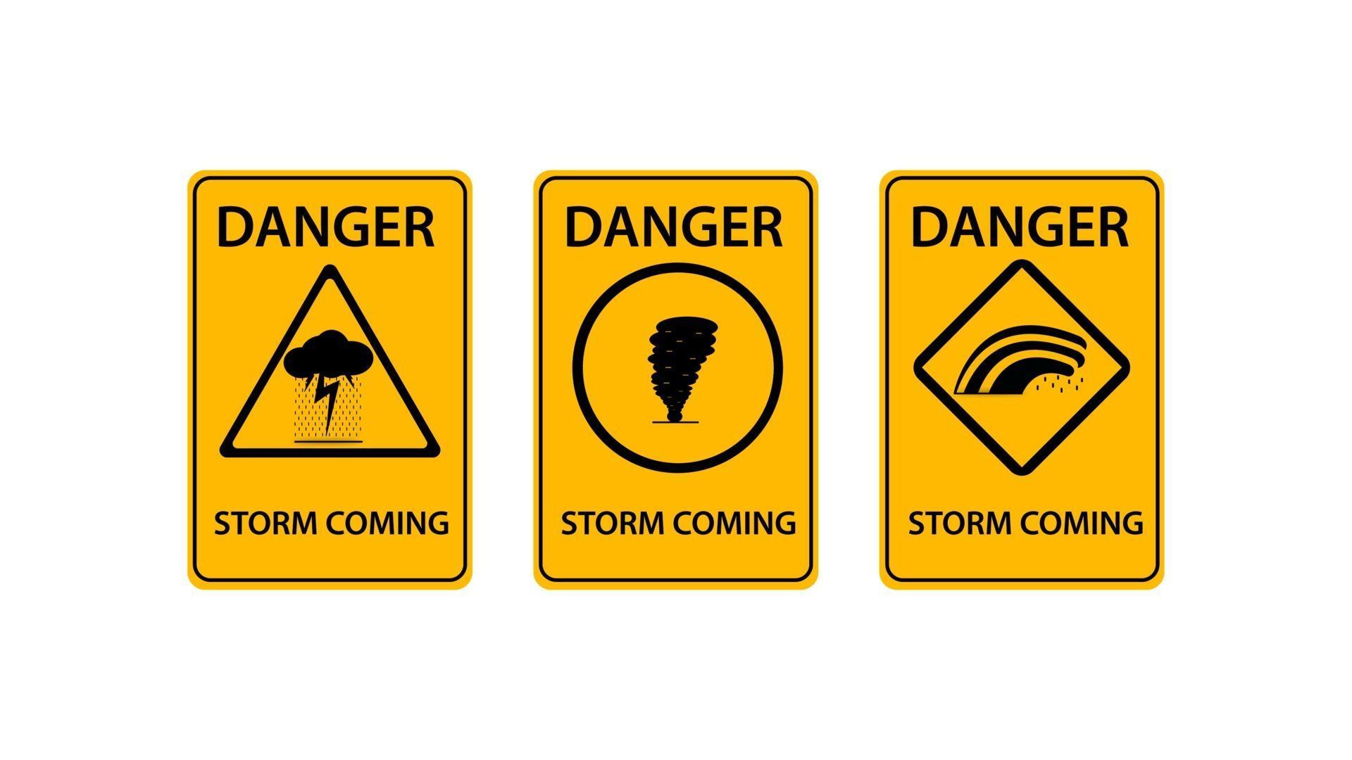 Storm Warning Signs. Sign of catastrophe and warning. Storm coming