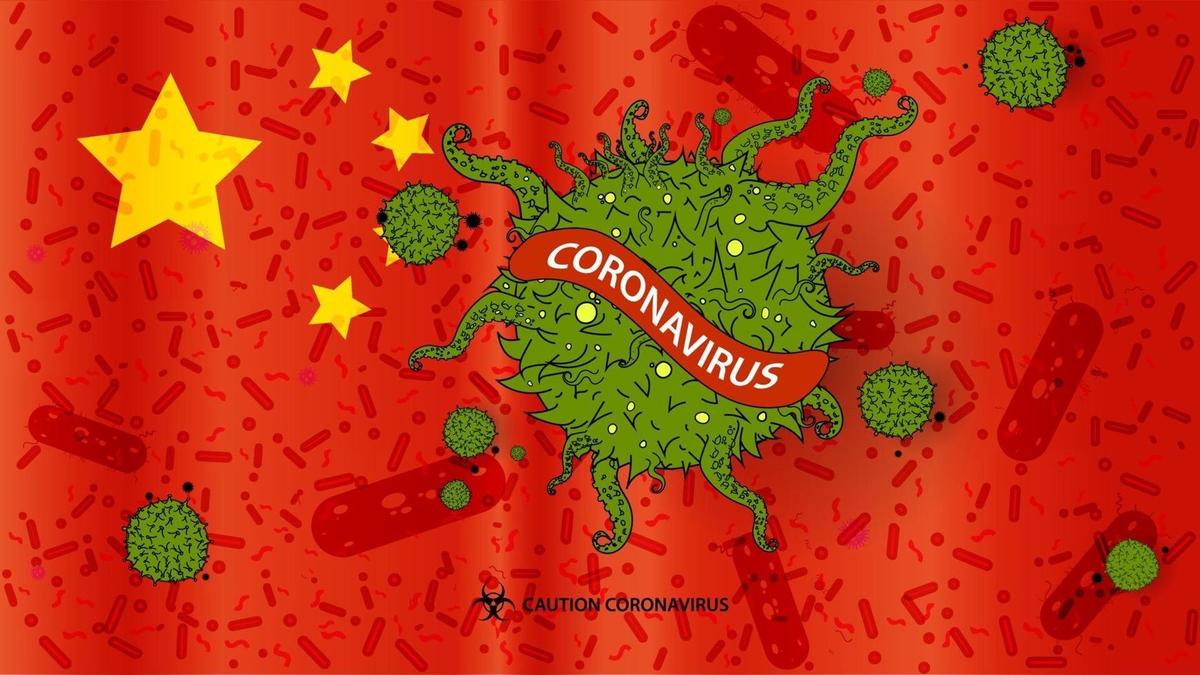 bandera china .sign coronavirus. ilustración vectorial. vector