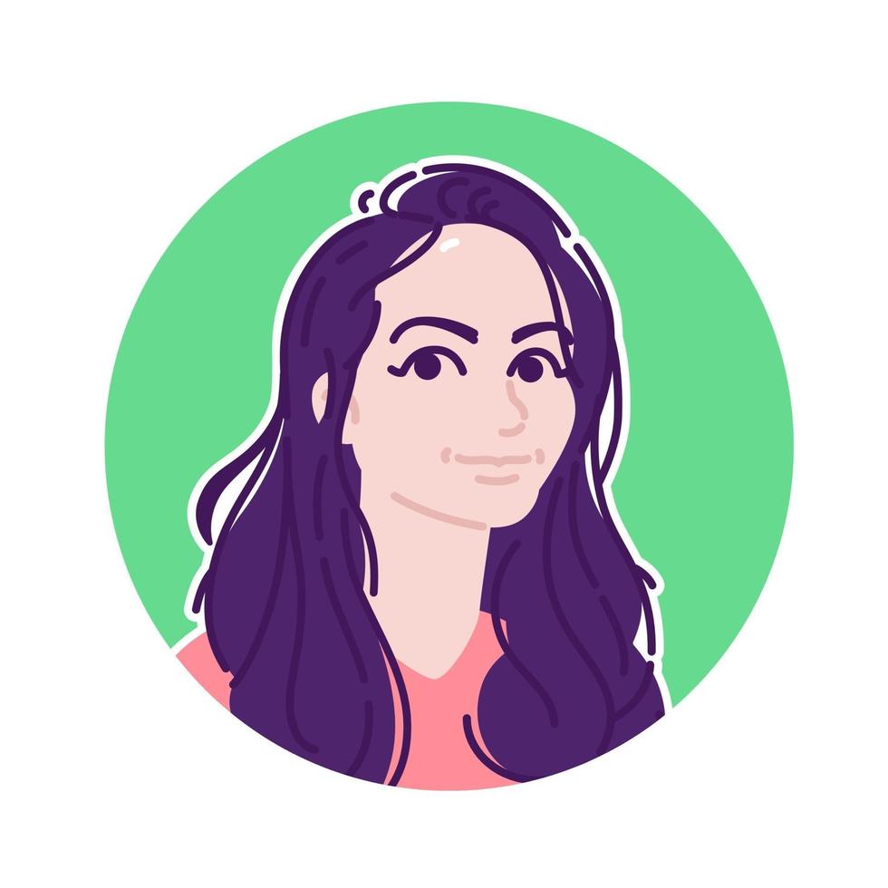 Avatar of a beautiful girl in a circle. vector