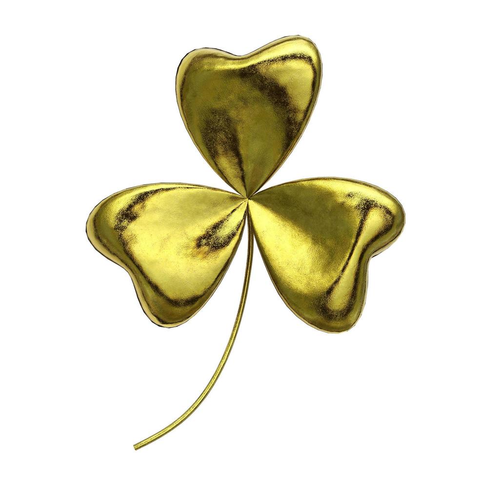 Gold shamrock on isolated white background photo