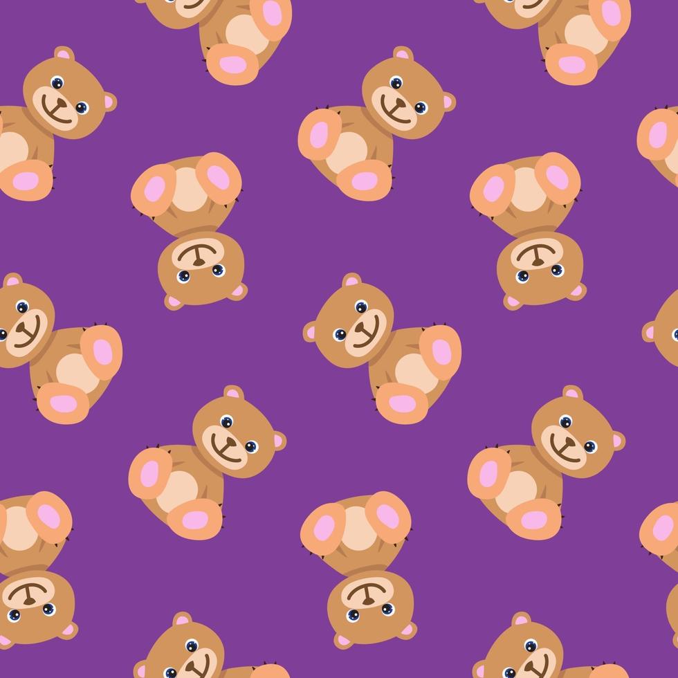 Seamless pattern with cute brown teddy bear in pastel colors vector