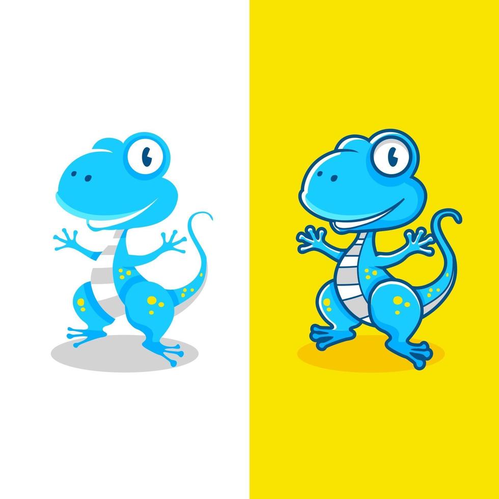 diseño de dos tipos diferentes de gecko azul de dibujos animados vector