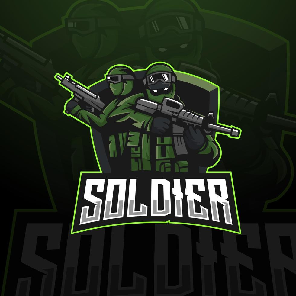vector de diseño de logotipo de mascota de soldado