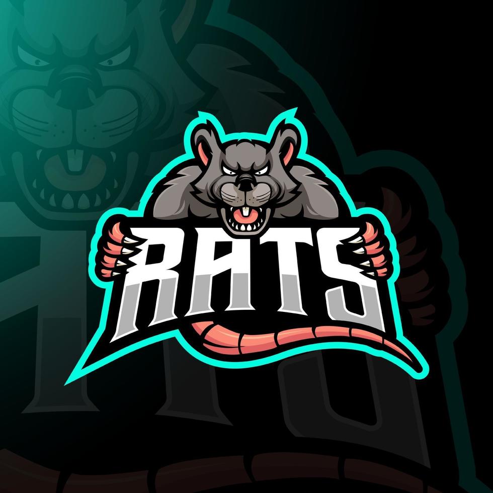 vector de diseño de logotipo de mascota de rata con ilustración moderna