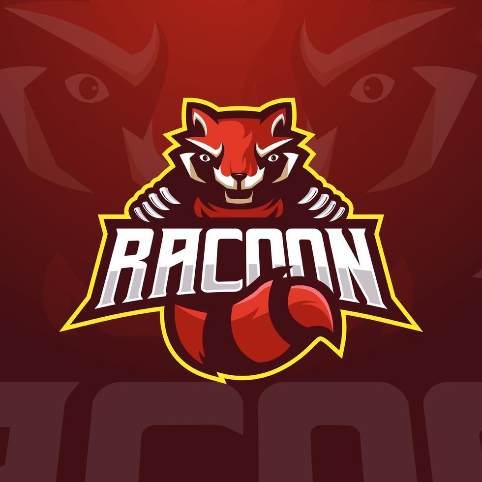 mapache esports logo de juegos vector