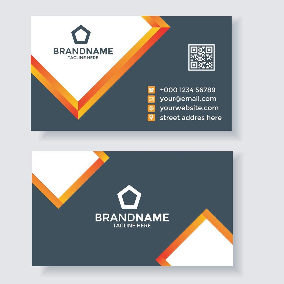 elegant business card. business card template. dark blue and orange. vector