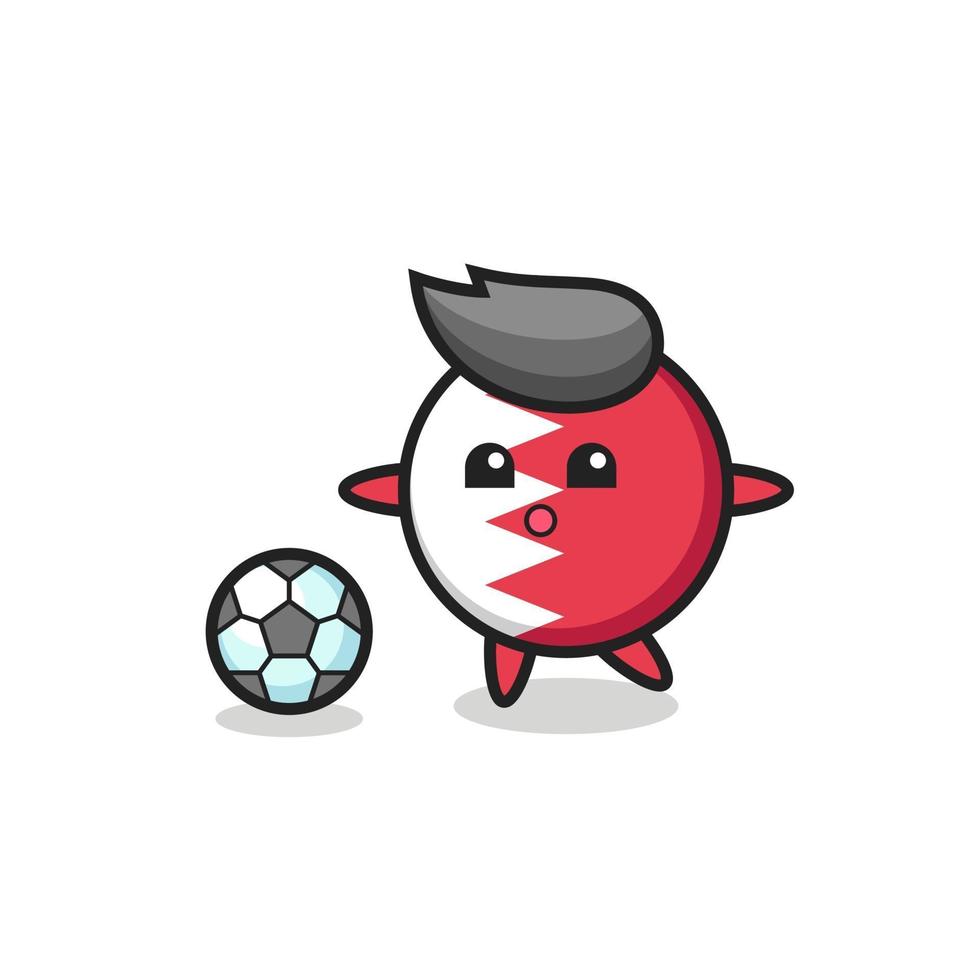 Illustration of bahrain flag badge cartoon is playing soccer vector