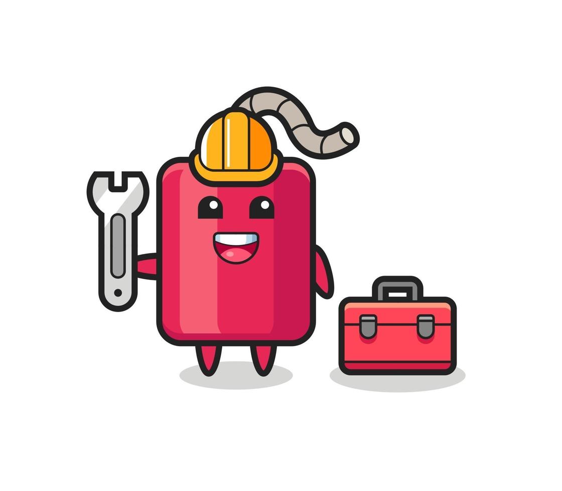 Mascot cartoon of dynamite as a mechanic vector