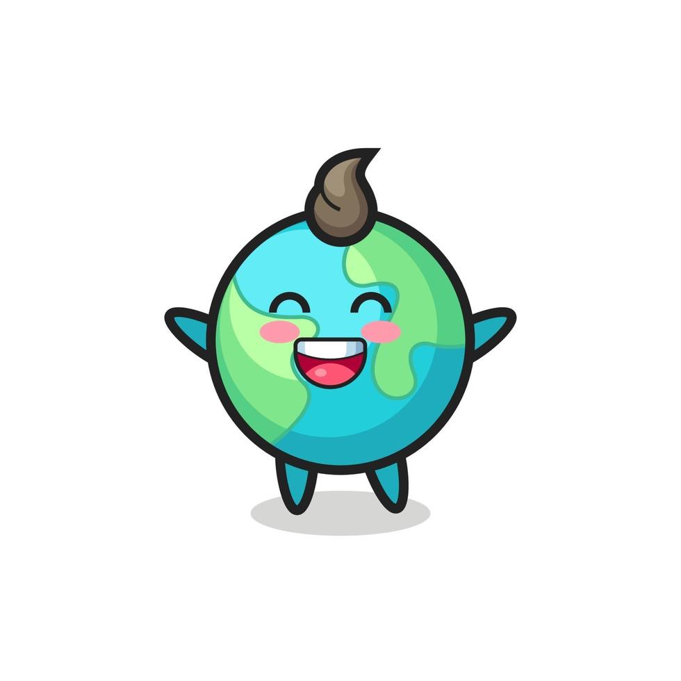 happy baby earth cartoon character vector