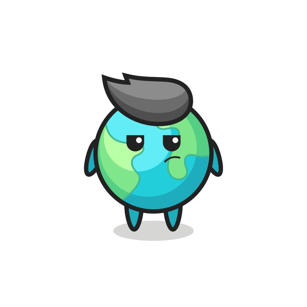 cute earth character with suspicious expression vector