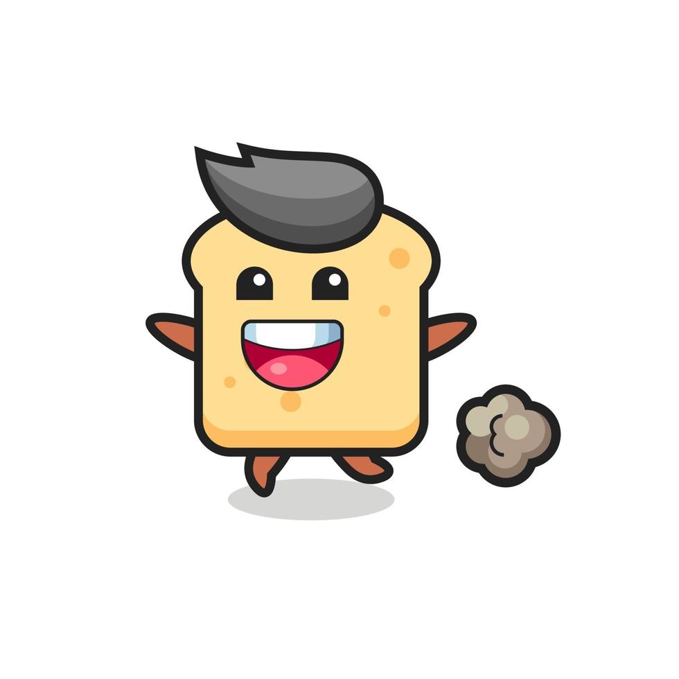 the happy bread cartoon with running pose vector