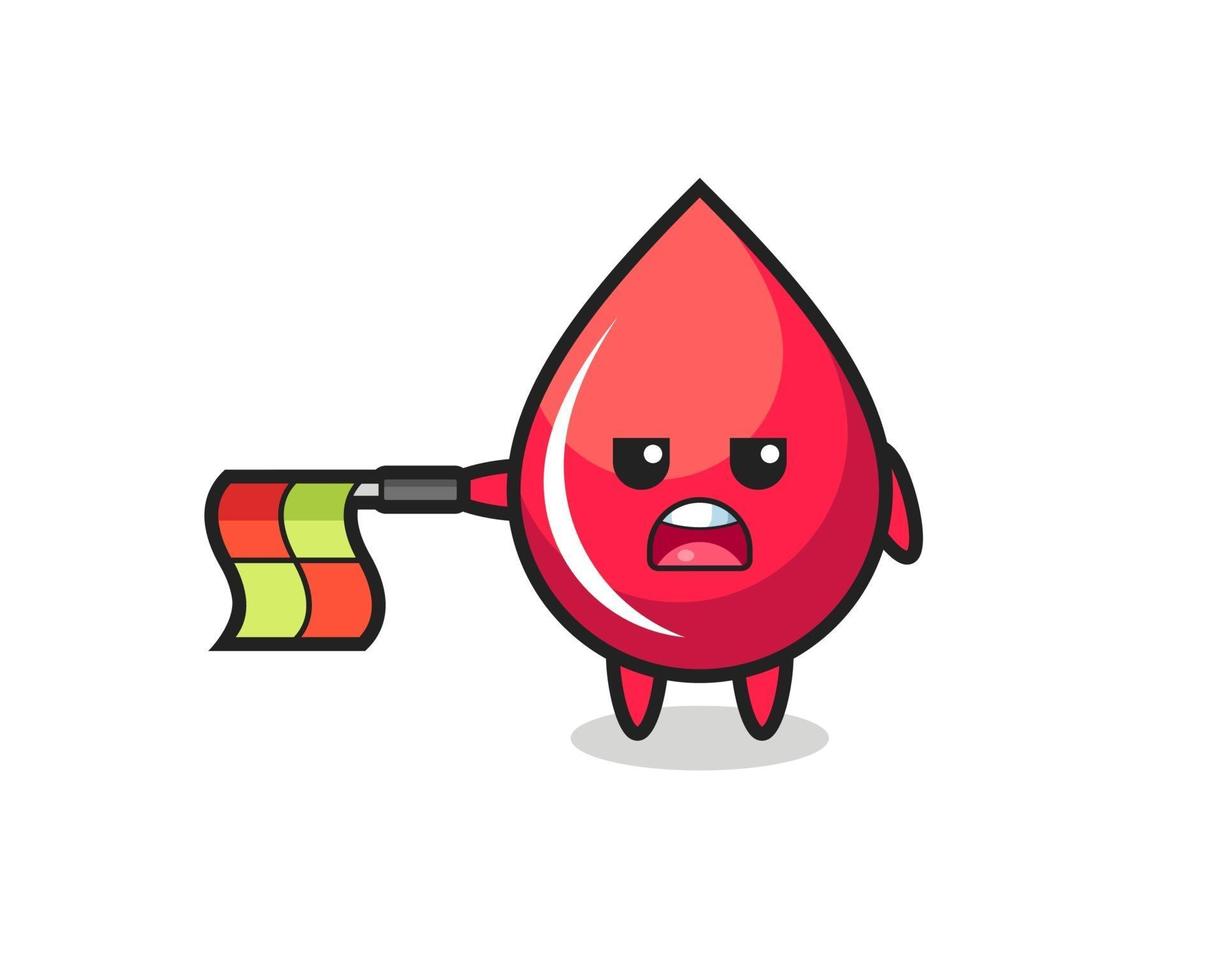 blood drop character as line judge hold the flag straight horizontally vector