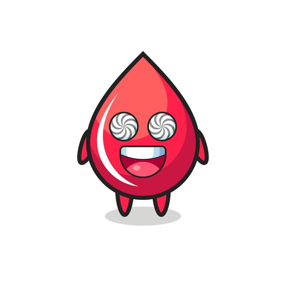 lindo personaje de gota de sangre con ojos hipnotizados vector