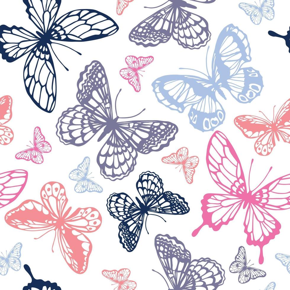 Vector butterflies pattern. Abstract seamless background.