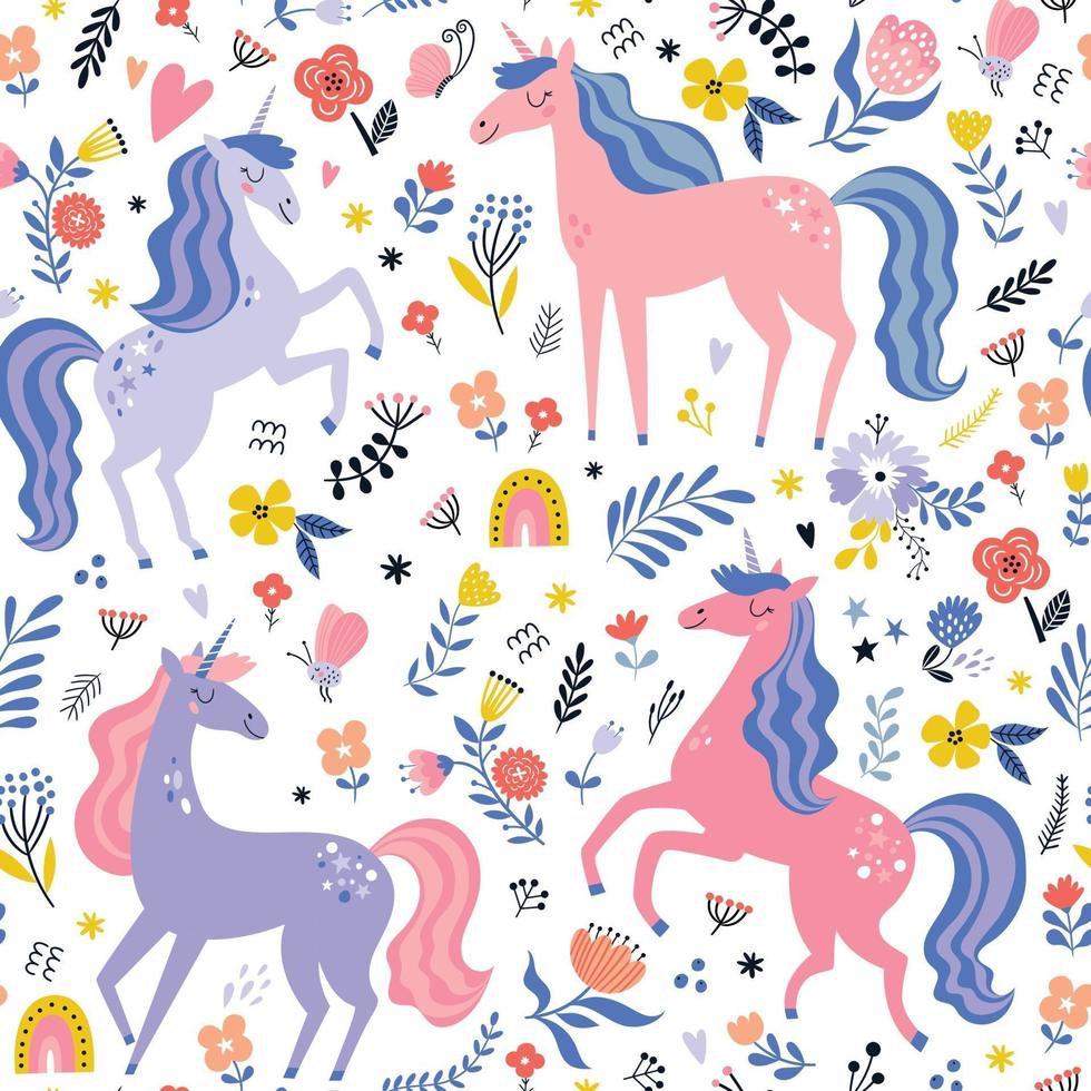 infantil de patrones sin fisuras con unicornios. fondo de vivero creativo. vector