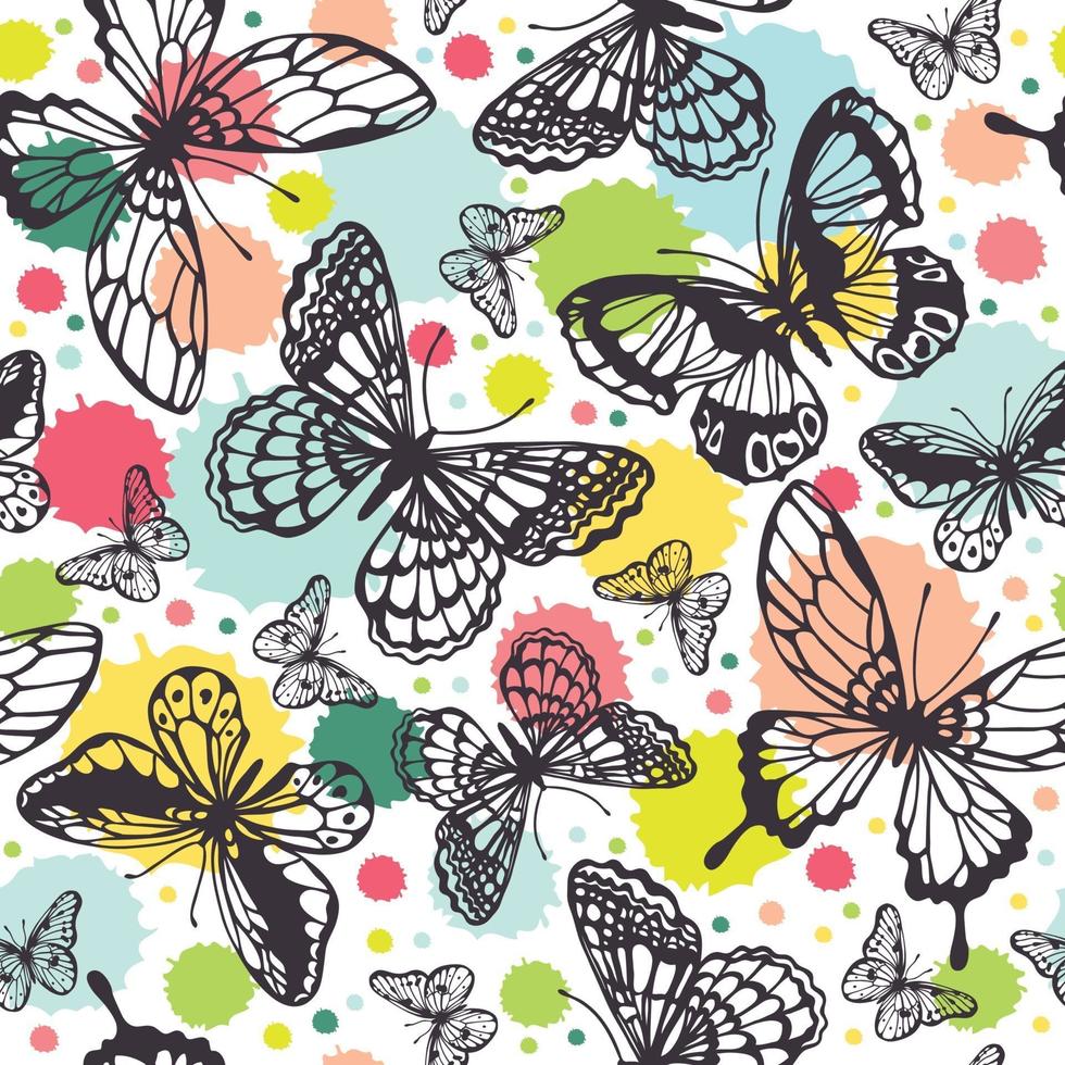 patrón de mariposas vectoriales. fondo transparente abstracto. vector
