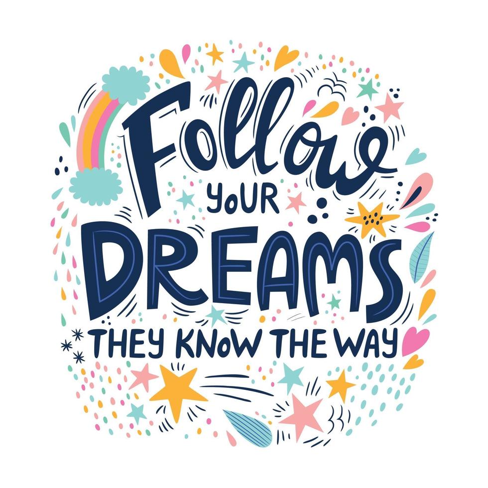Follow your dreams, they know the way - motivational quote. vector