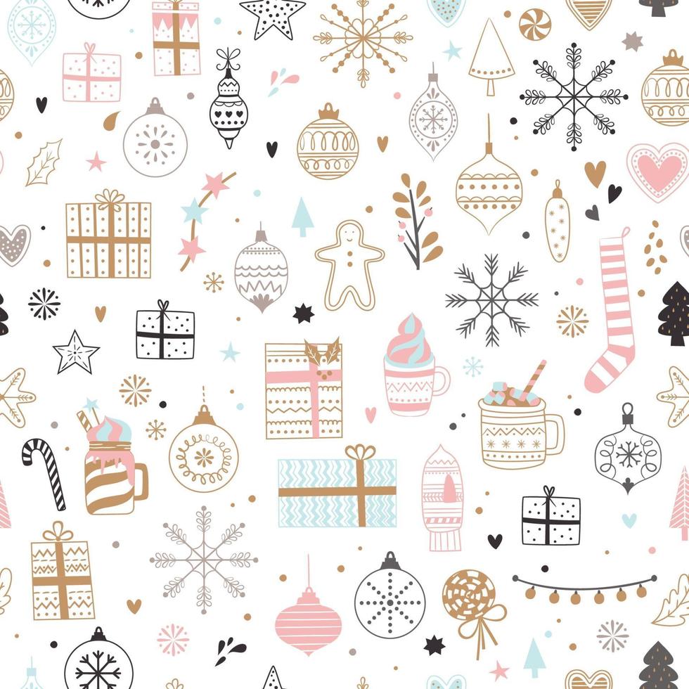 Vector seamless Christmas pattern. Xmas and winter.