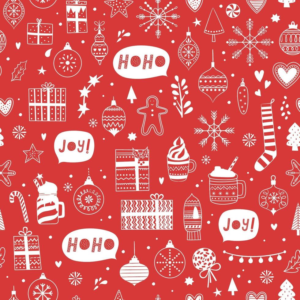 Vector seamless Christmas pattern. Xmas and winter.