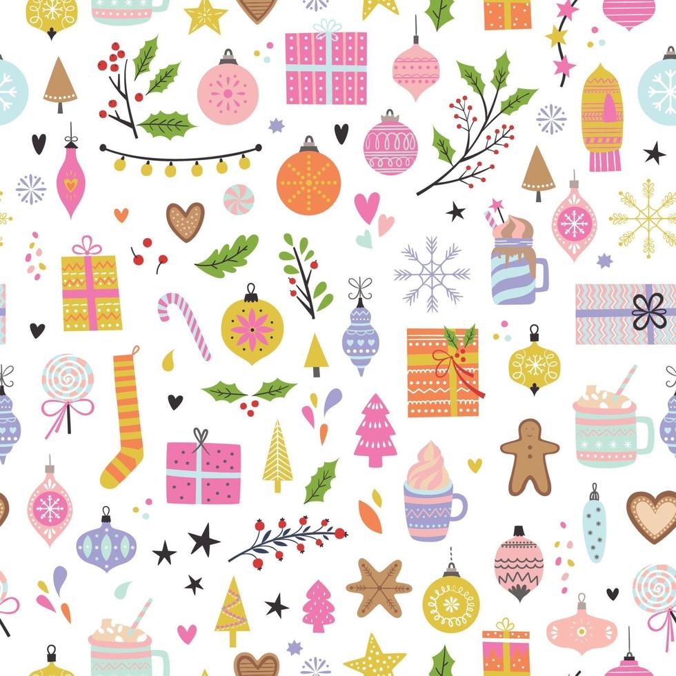 Vector seamless Christmas pattern. Xmas and winter.