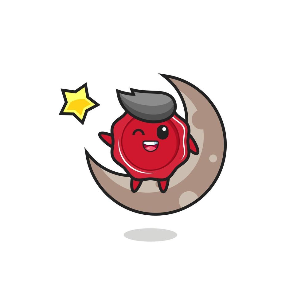 illustration of sealing wax cartoon sitting on the half moon vector