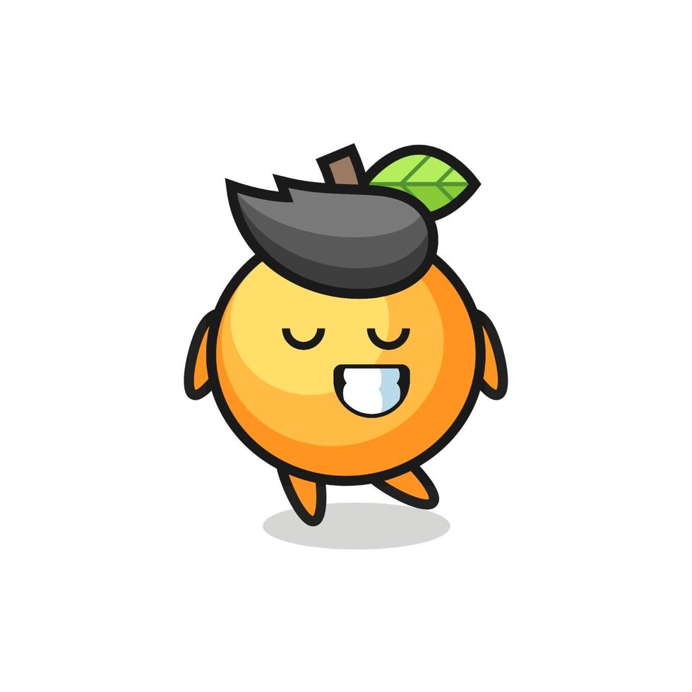 orange fruit cartoon illustration with a shy expression vector