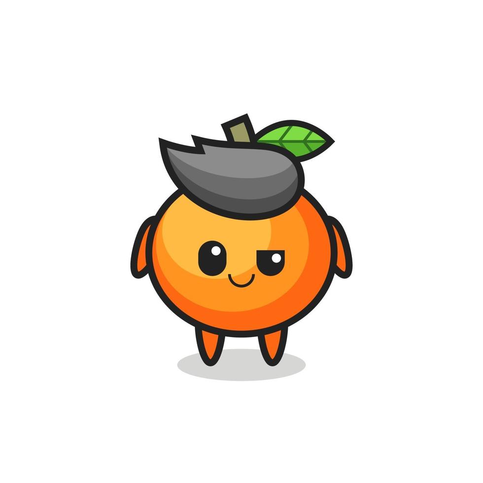 mandarin orange cartoon with an arrogant expression vector