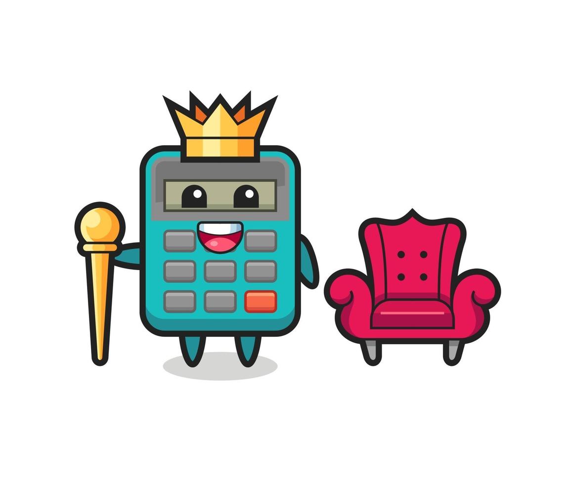 Mascot cartoon of calculator as a king vector