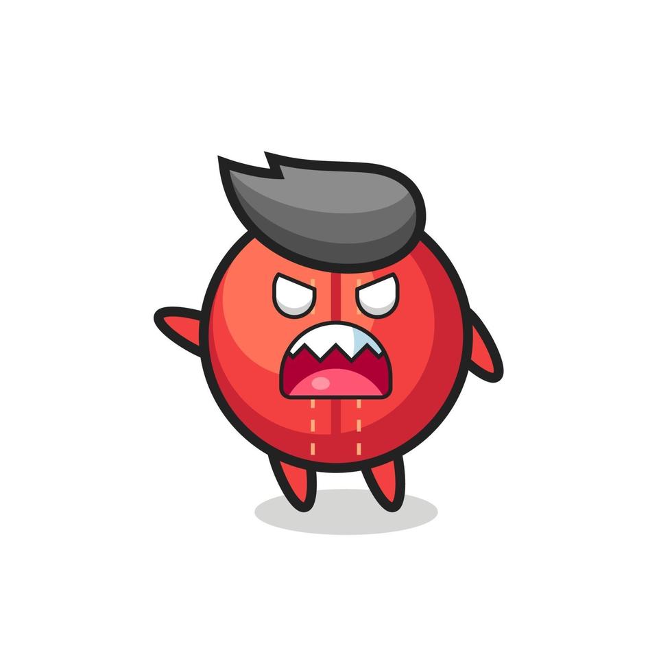 cute cricket ball cartoon in a very angry pose vector
