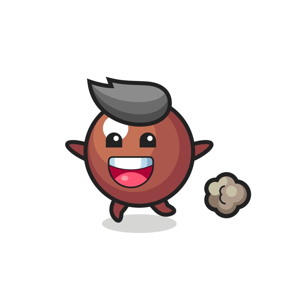 the happy chocolate ball cartoon with running pose vector