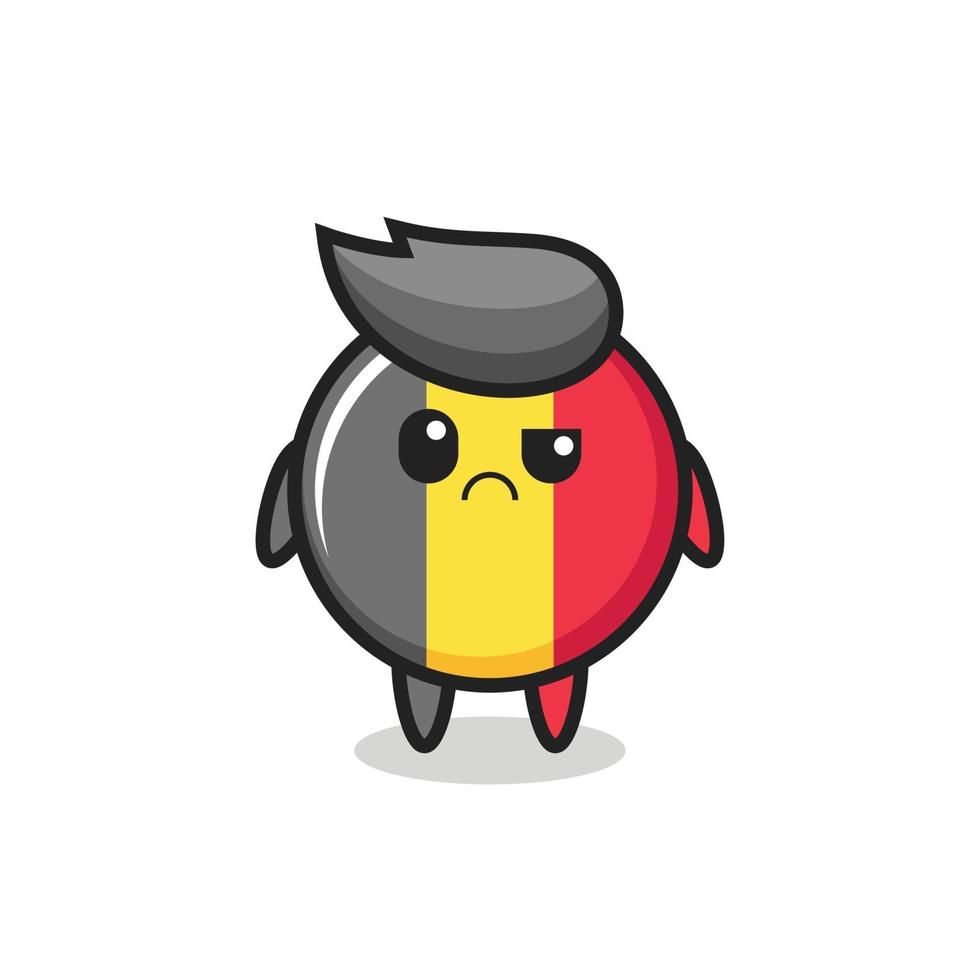 the mascot of the belgium flag badge with sceptical face vector