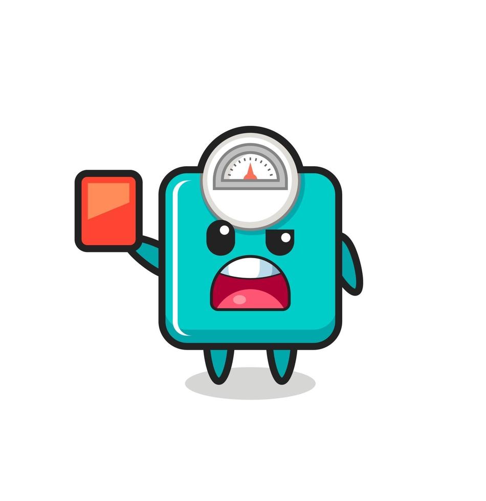 weight scale cute mascot as referee giving a red card vector