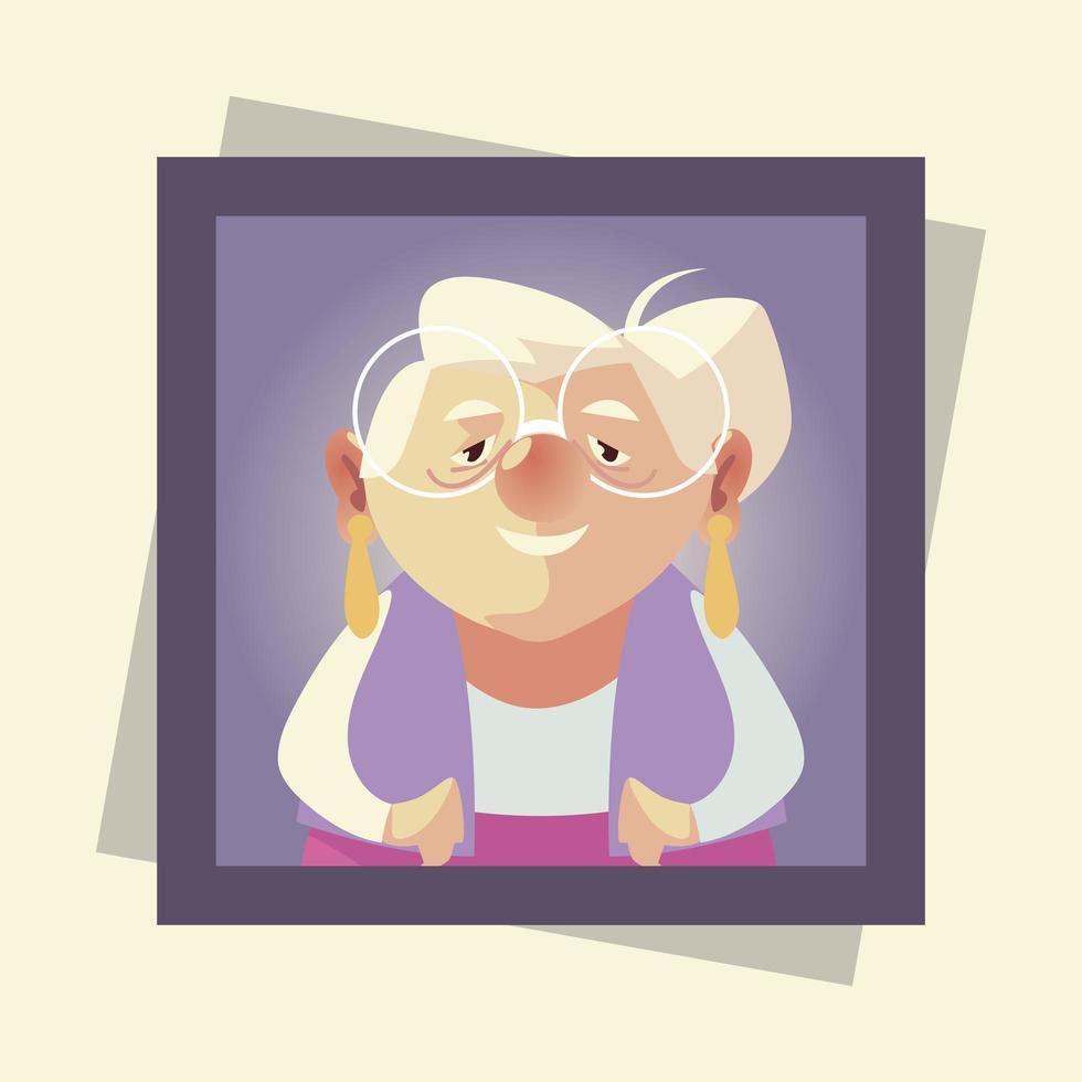 linda anciana, abuela mujer senior de dibujos animados vector