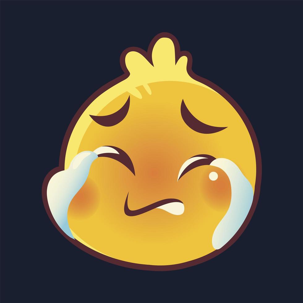 emoji divertido, emoticon llorando expresión de la cara redes sociales vector