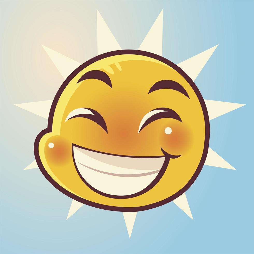 funny emoji, smiling emoticon face expression social media vector