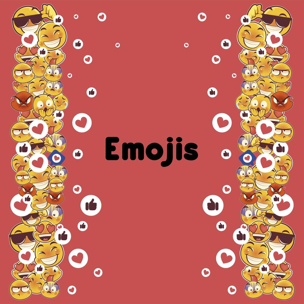 emoji faces funny emoticons cartoon expressions background vector