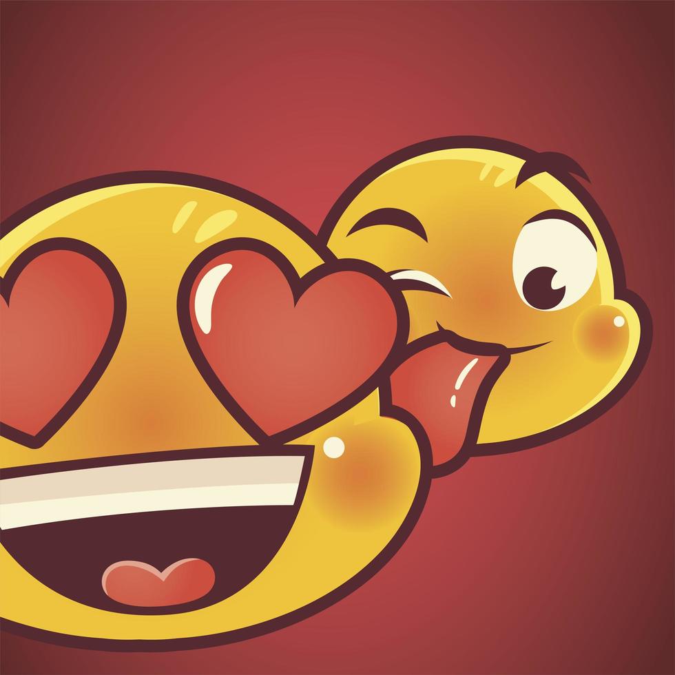 emoji divertido, emoticon amor y expresión de caras de lengua fuera 3382130  Vector en Vecteezy