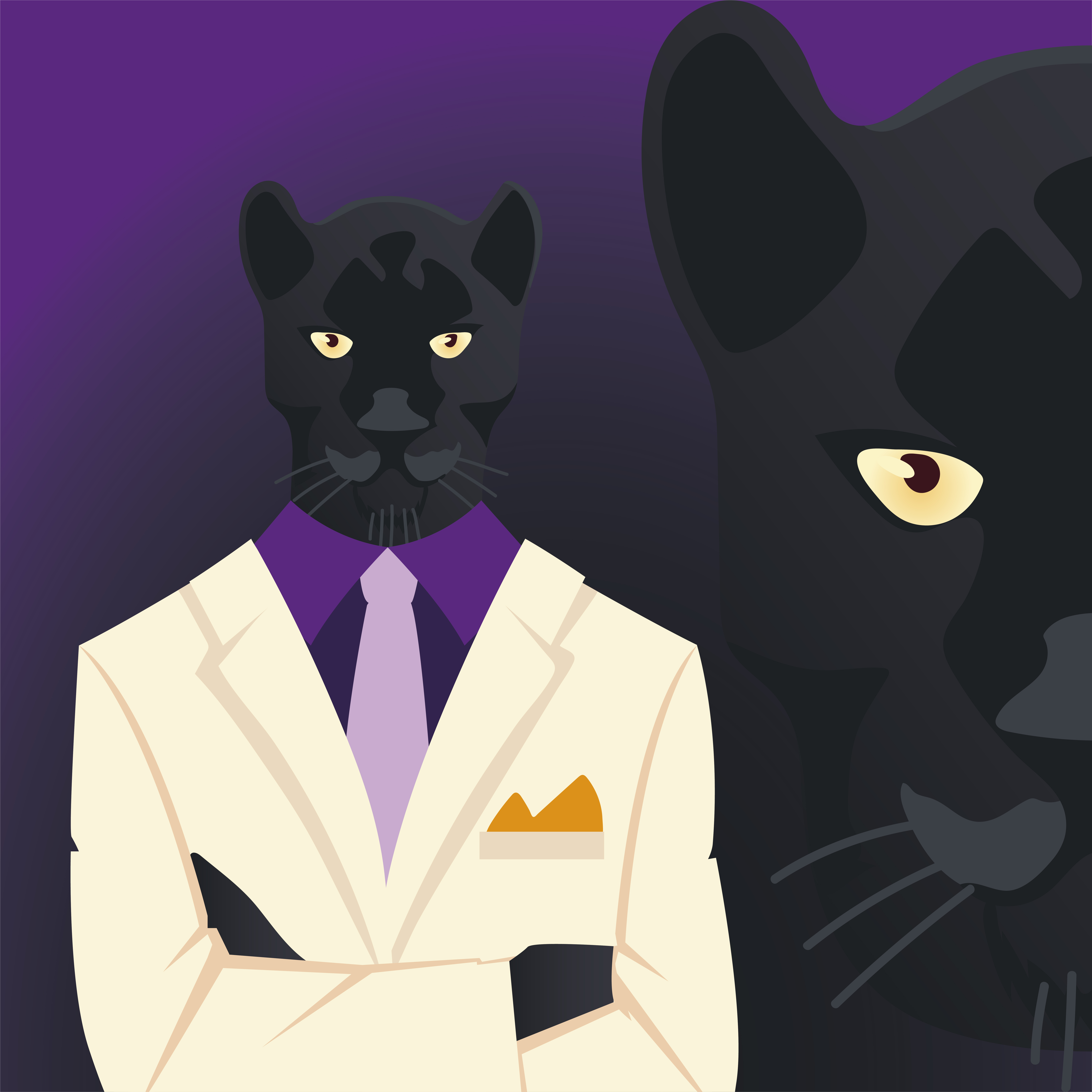 people art animal, elegant panther in white suit and necktie 3382131 Vector  Art at Vecteezy