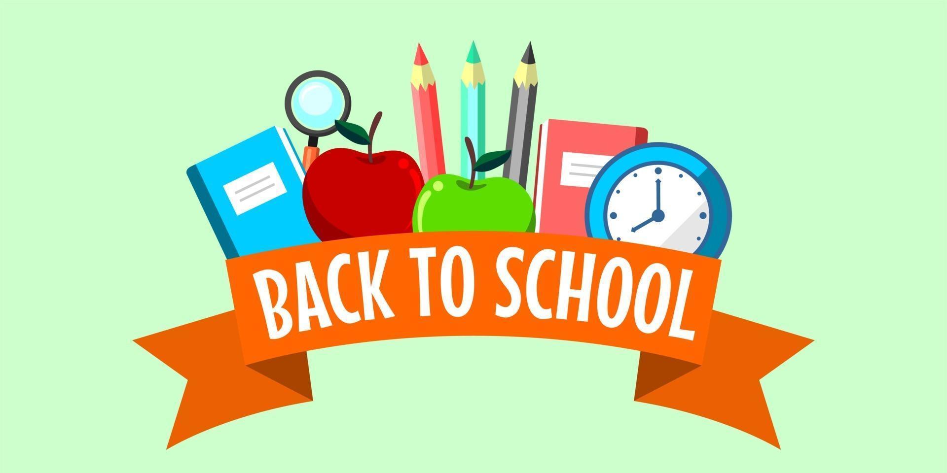 Back to school with school items and elements vector