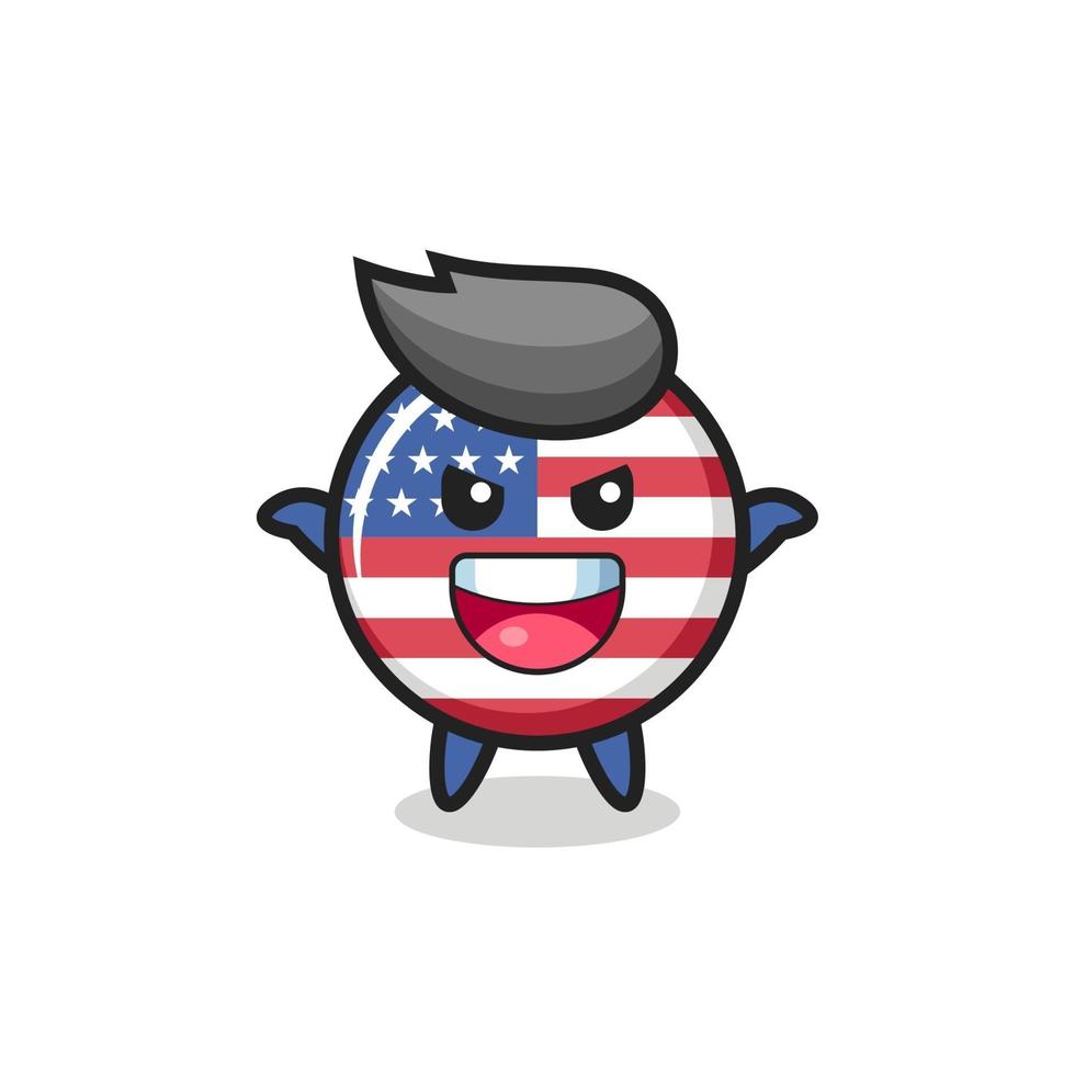 the illustration of cute united states flag badge doing scare gesture vector