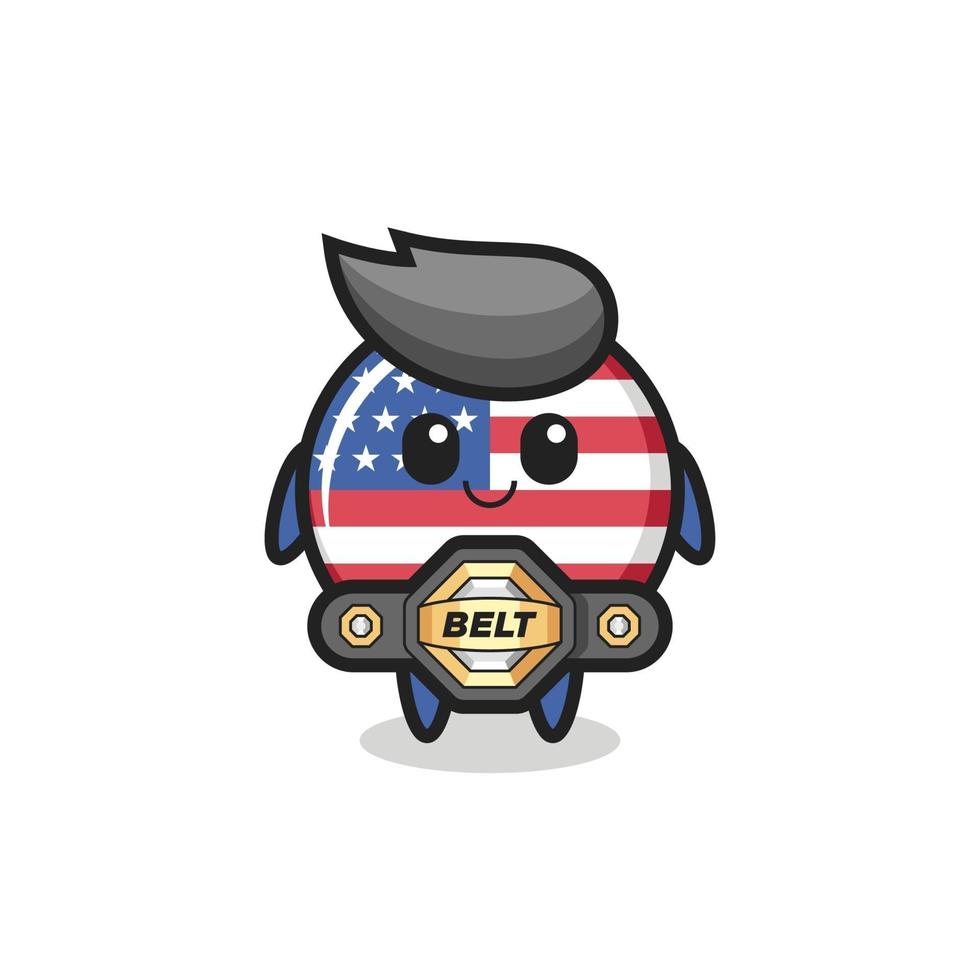 the MMA fighter united states flag badge mascot with a belt vector