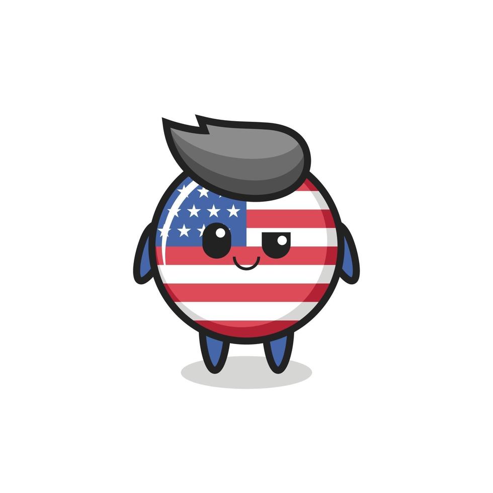 united states flag badge cartoon with an arrogant expression vector