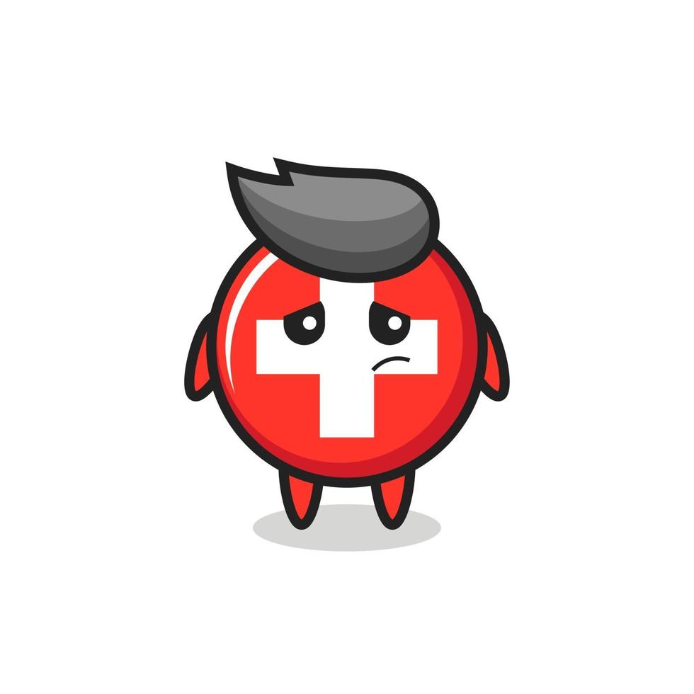the lazy gesture of switzerland flag badge cartoon character vector