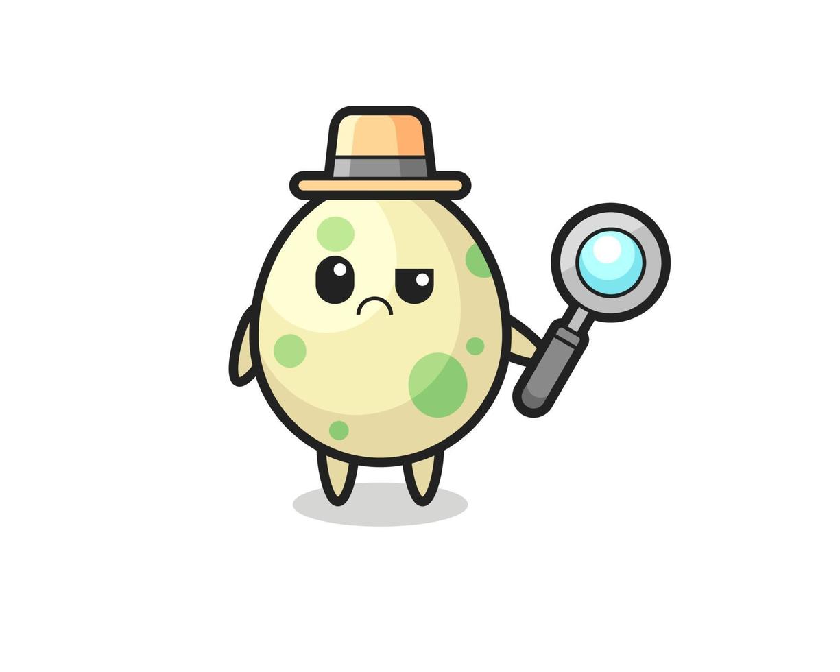 the mascot of cute spotted egg as a detective vector