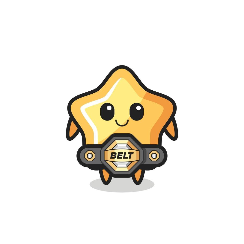 the MMA fighter star mascot with a belt vector