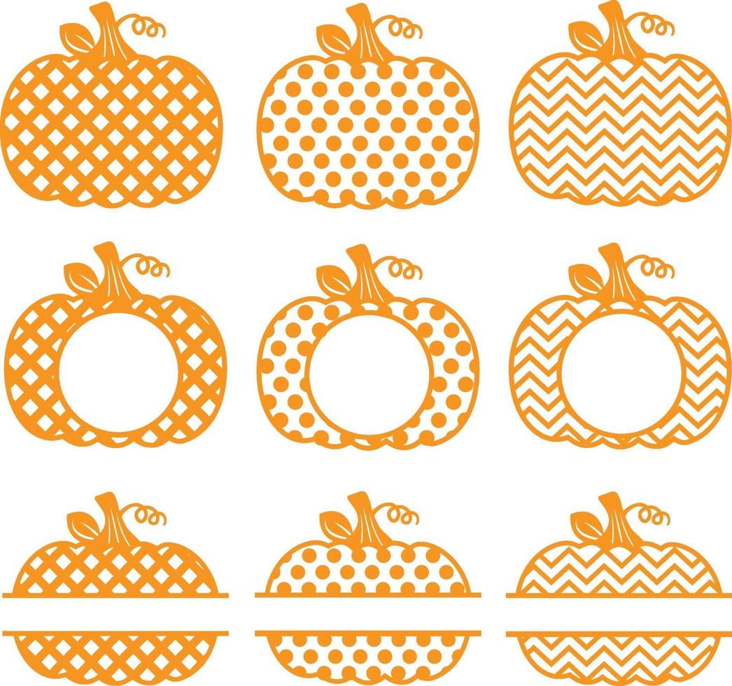 Pumpkin Monogram, Orange polka dot, shavron, and cross style. vector