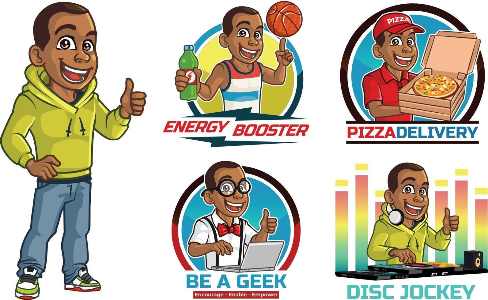 Boy Cartoon Logo Set vector