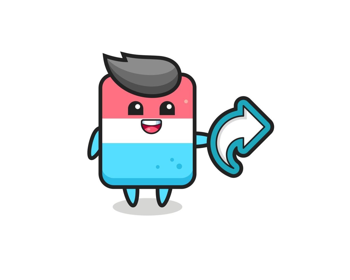 cute eraser hold social media share symbol vector