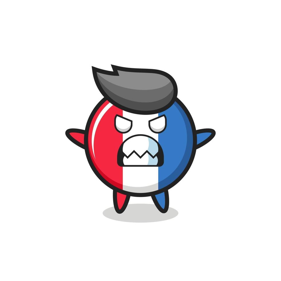 wrathful expression of the france flag badge mascot character vector