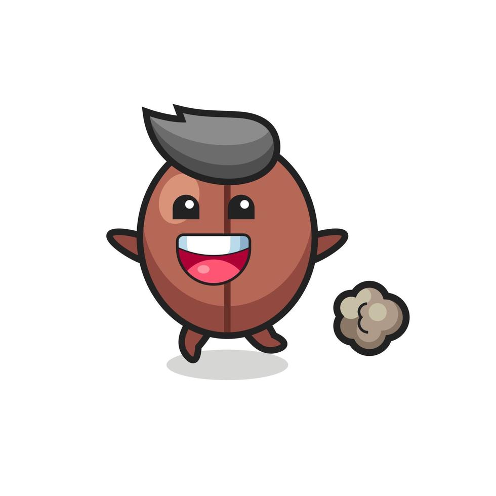 the happy coffee bean cartoon with running pose vector